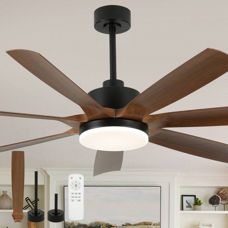 Cusp Barn 60 Inch Black Large Ceiling Fans with Lights and Remote, Modern 6 Speeds Quiet Reversible DC Motor Ceiling Fan