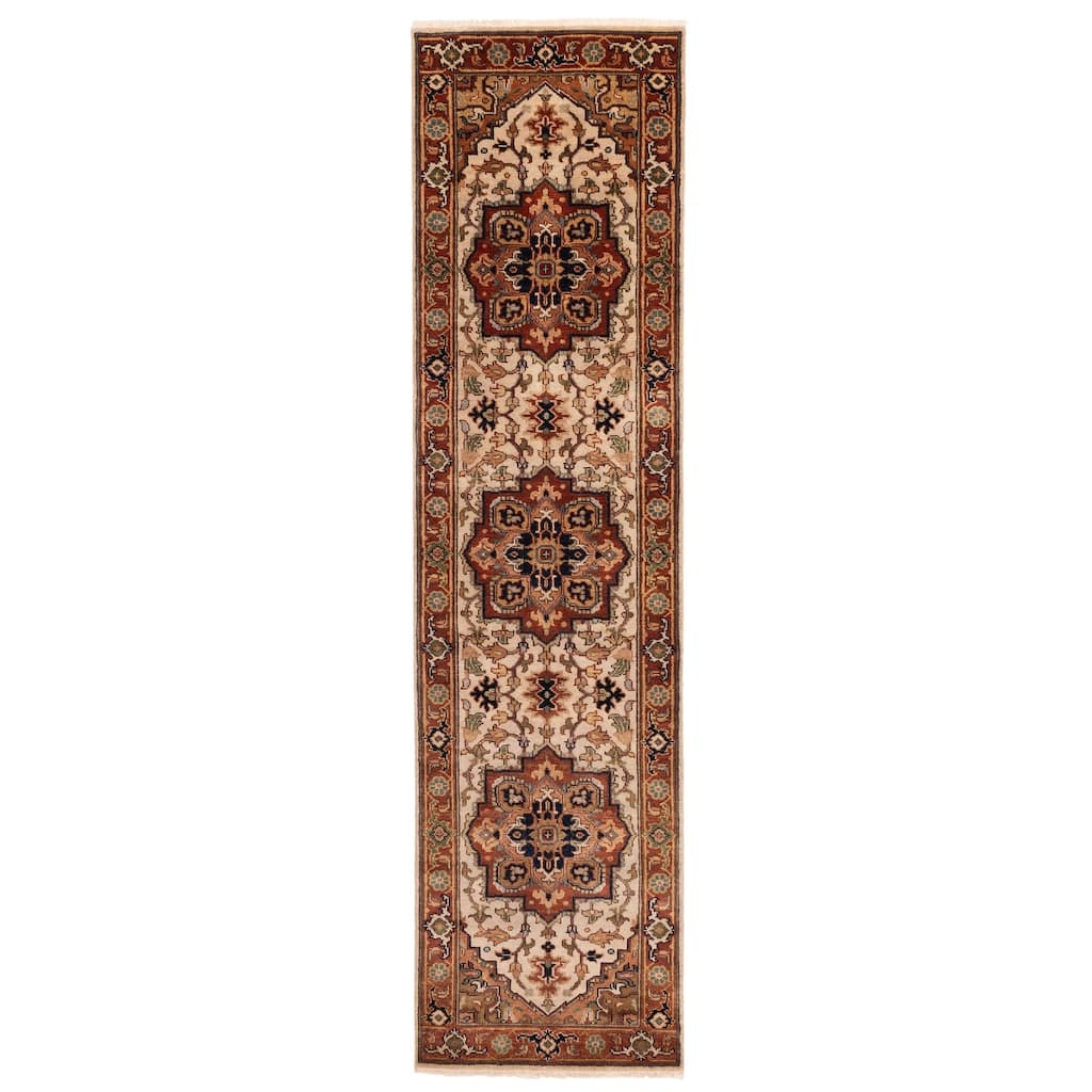 ECARPETGALLERY Hand-knotted Jules Sultane Cream Wool Rug - 2'6 x 9'11