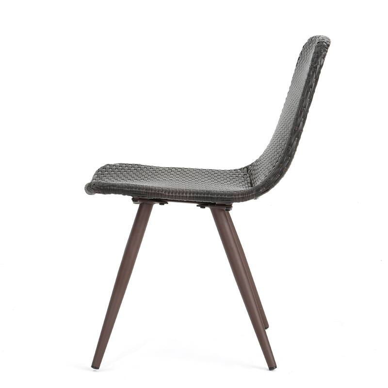 Elegant Wicker Dining Chairs with Powder Coated Legs, Set of 2