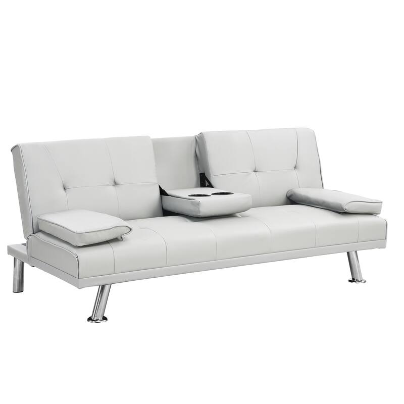 66.1" PVC Loveseat Sofa Bed with Wood Frame and Stainless Legs