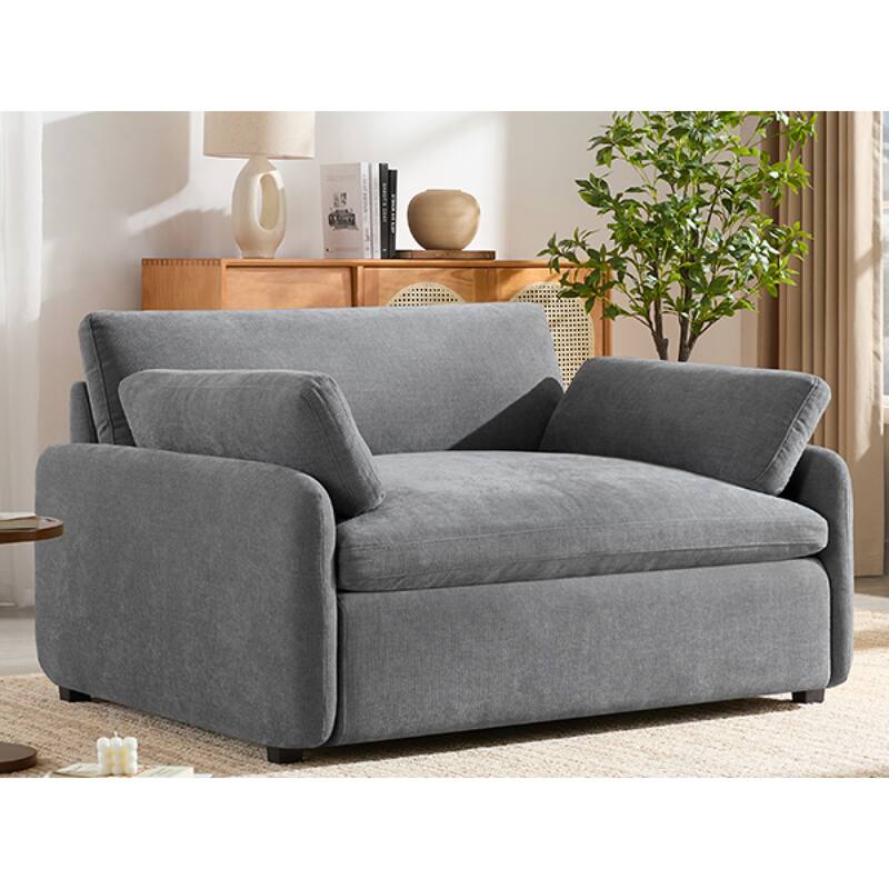 Roomfitters 50" Oversized Chenille Accent Chair, Wide Deep Seat Single Sofa, Modern Upholstered Lounge Chair with Pillows