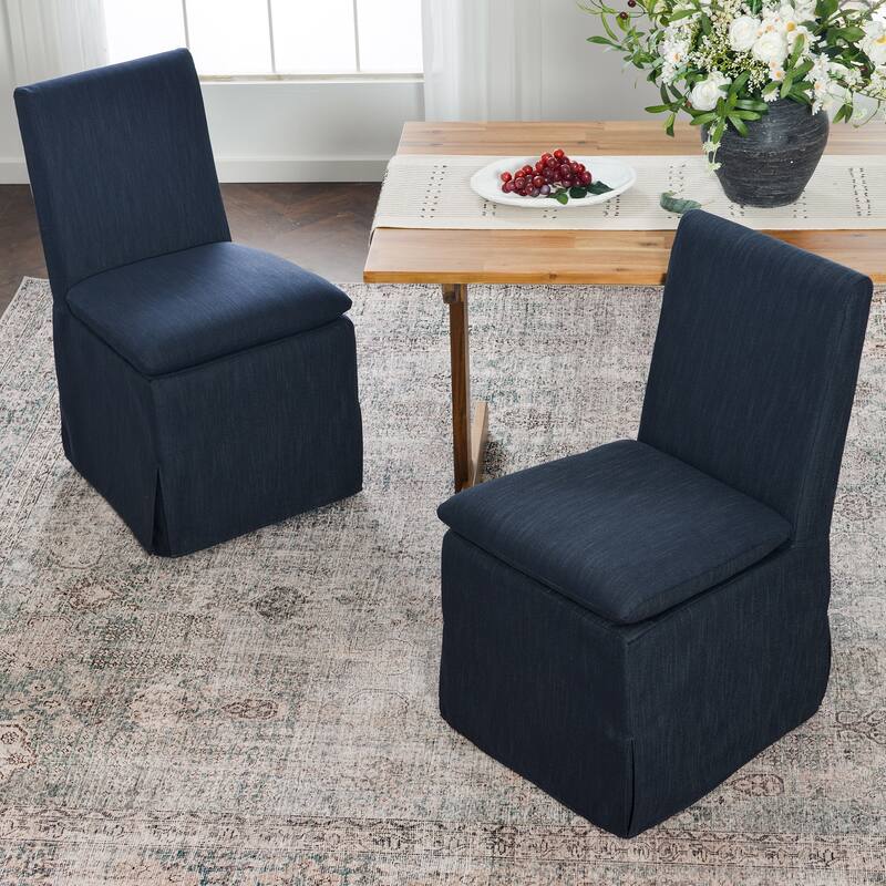 KINWELL Performance Fabric Slipcover Dining Chair Side Chair With Casters