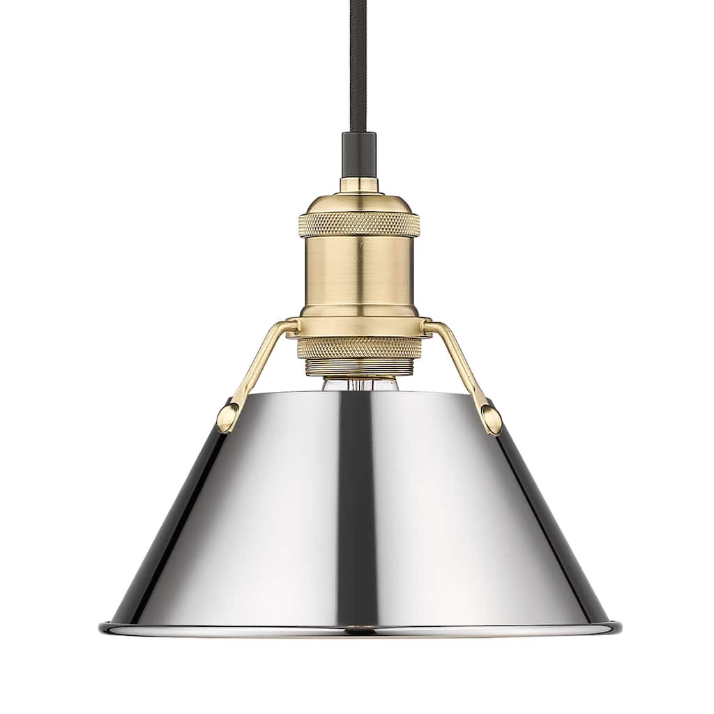 Yep by Golden Lighting Orwell 1-light 8in Pendant in Brushed Champagne Brass and Chrome shade - Gold