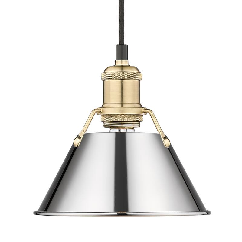 Yep by Golden Lighting Orwell 1-light 8in Pendant in Brushed Champagne Brass and Chrome shade - Gold