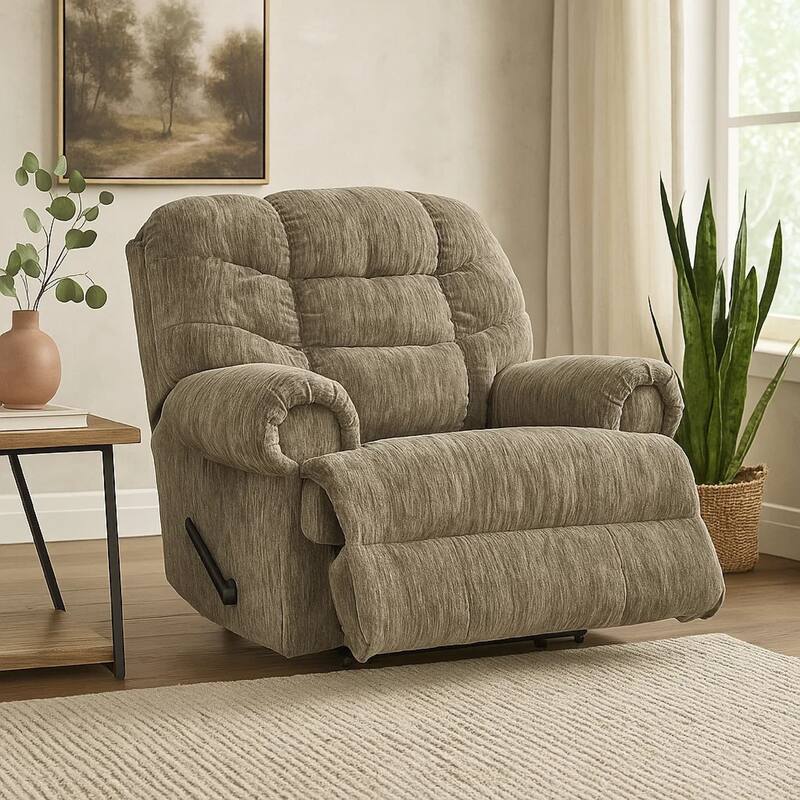 Mikey Manual Recliner Chair, Zero Wall, Plush Taupe Polyester Velvet