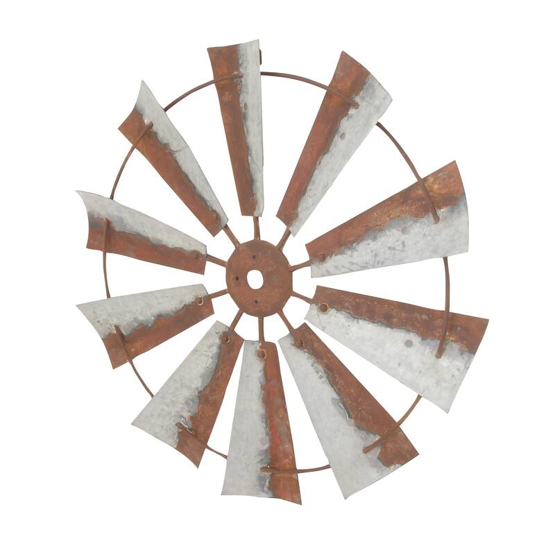 Brown Metal Indoor Outdoor Windmill Home Wall Decor