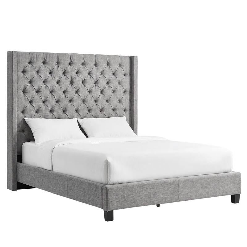 Naples Wingback Button Tufted Tall Headboard Platform Bed by iNSPIRE Q Artisan