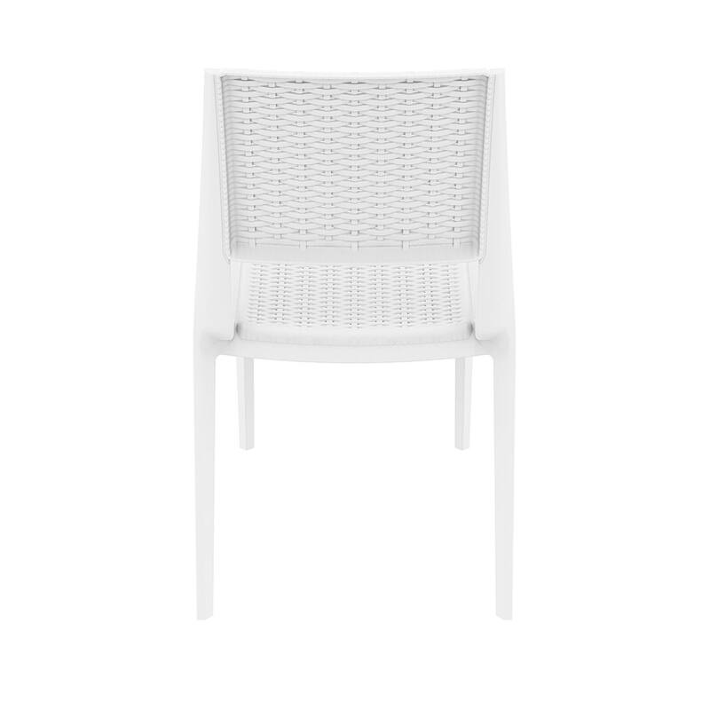 34" White Outdoor Patio Wickerlook Dining Chair