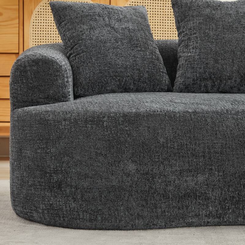 63.2" Modern Small Loveseat Sofa, Chenille Boneless Couch, Deep Seat Sofa with 3 Pillows