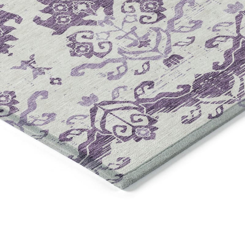 Machine Washable Indoor/ Outdoor Chantille Medallion Damask Rug