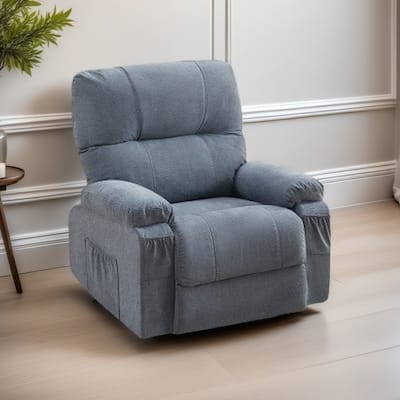 360° Rotating Recliner Chair with Adjustable Backrest, Swivel Rocking Armchair with Footrest, Soft Cushions & Side Pockets