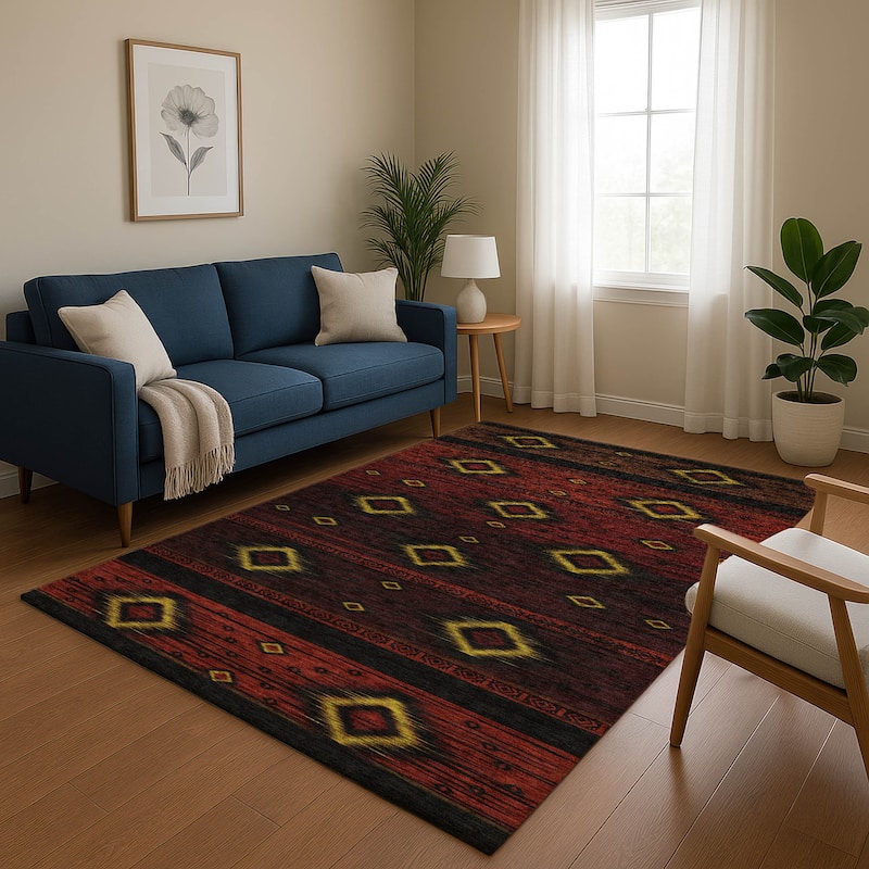 Premium Washable Super Soft Global Boho Mayfield Rug - Red - 8' x 10'