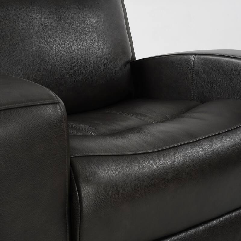 37" Wide Top Grain Leather Power Recliner Chair Glider Rocker Recliner Home Theater Seating with USB Charge Port