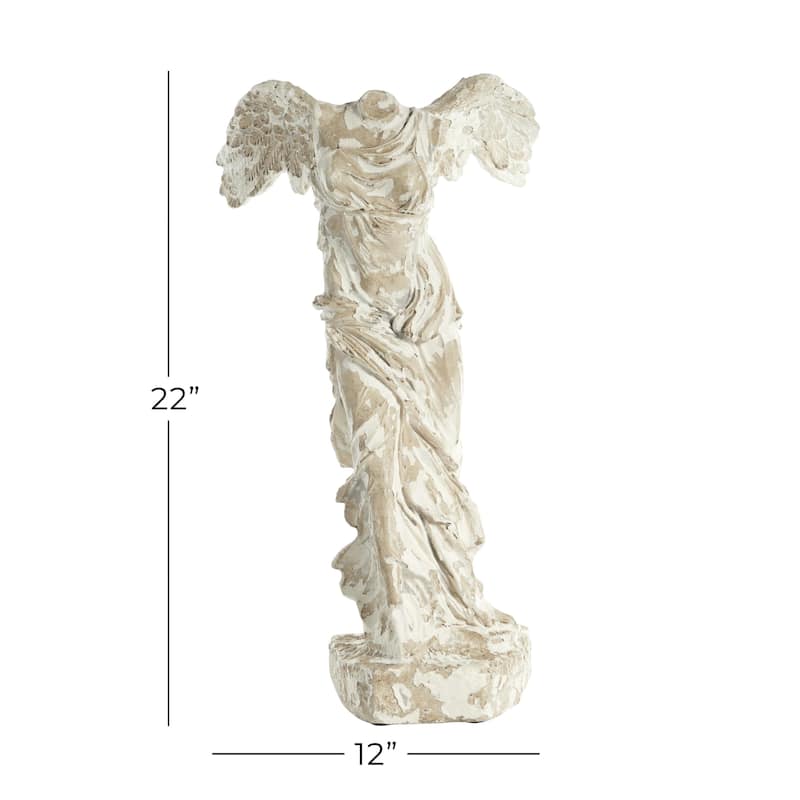 Resin Biblical Angel Sculpture - Beige - Roche River Decor - 9"W x 11"L x 22"H