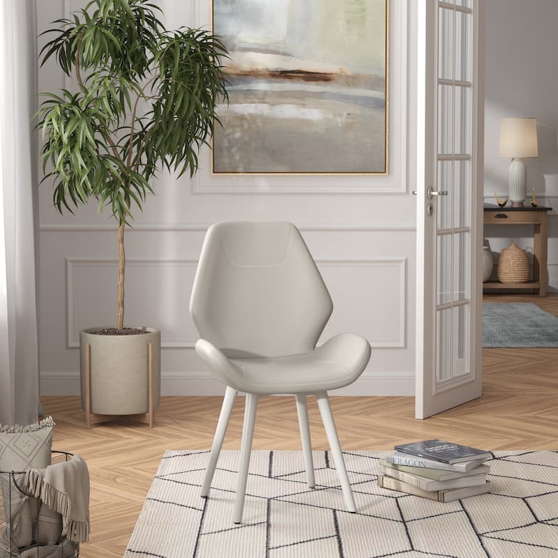 Ventura Dining Chair (2-Pack) - White with White Wood Legs