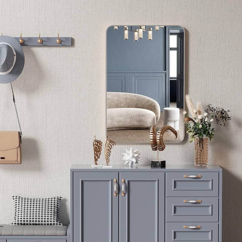 Bathroom Mirror for Over Sink Wall Mirror Metal Frame Rounded Rectangular Vanity Mirrors for Bedroom Living Room Entryway Decor