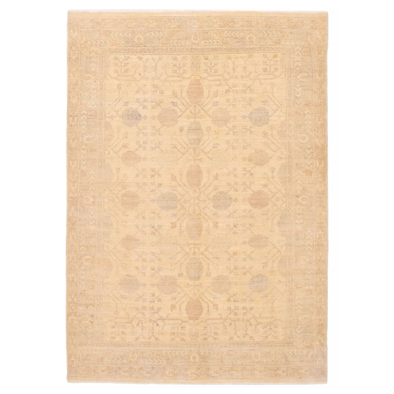 ECARPETGALLERY Hand-knotted Peshawar Oushak Ivory Wool Rug - 5'4 x 7'9 - Ivory - 5'4 x 7'9