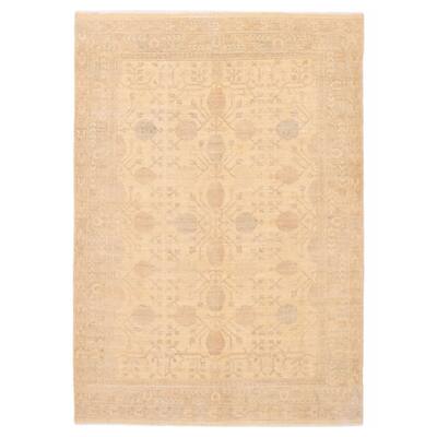 ECARPETGALLERY Hand-knotted Peshawar Oushak Ivory Wool Rug - 5'4 x 7'9