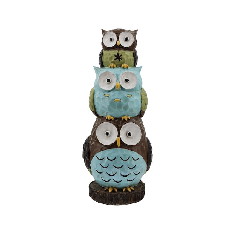 Stacked Owls Outdoor Garden Statue - 30.25"