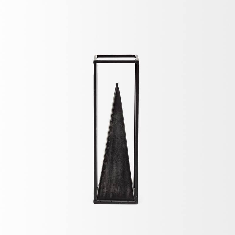 HomeRoots 13" Black Metal Tabletop Sculpture - 4" W x 4" D x 13" H