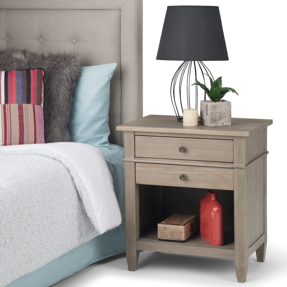 WYNDENHALL Sterling SOLID WOOD 24 inch Wide Bedside Nightstand Table