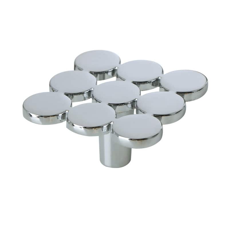 Utopia Alley Tempo Square Cabinet Ring Pull Knob - Vintage Cabinet Polished Chrome Hardware with Hand, Pull Knobs 1.9"