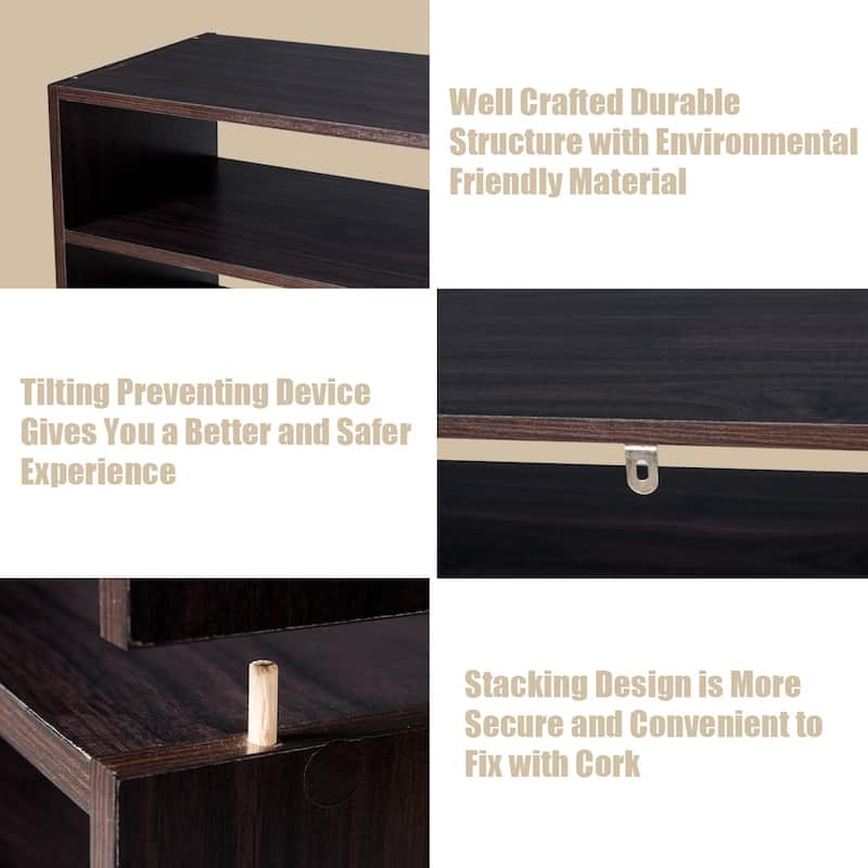 Costway 3 PCS Stackable Shoe Rack 31-Inch Horizontal Organizer 2-tier - See Details