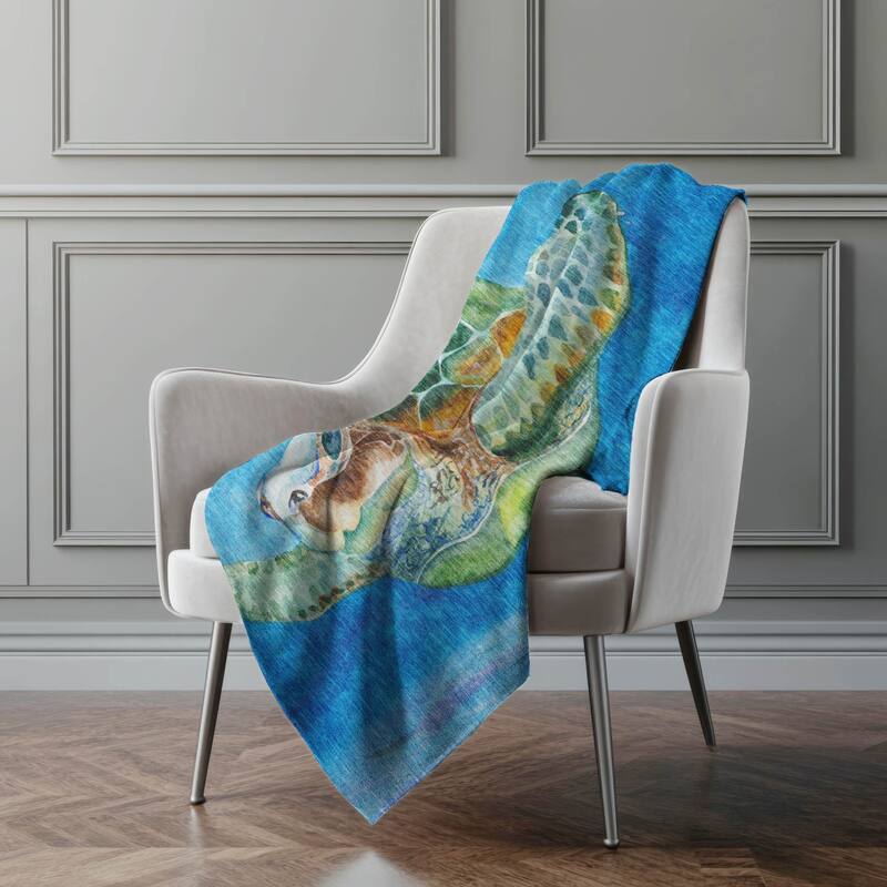 Premium Machine Washable ASB148 Turtle Sherpa Throw Blanket