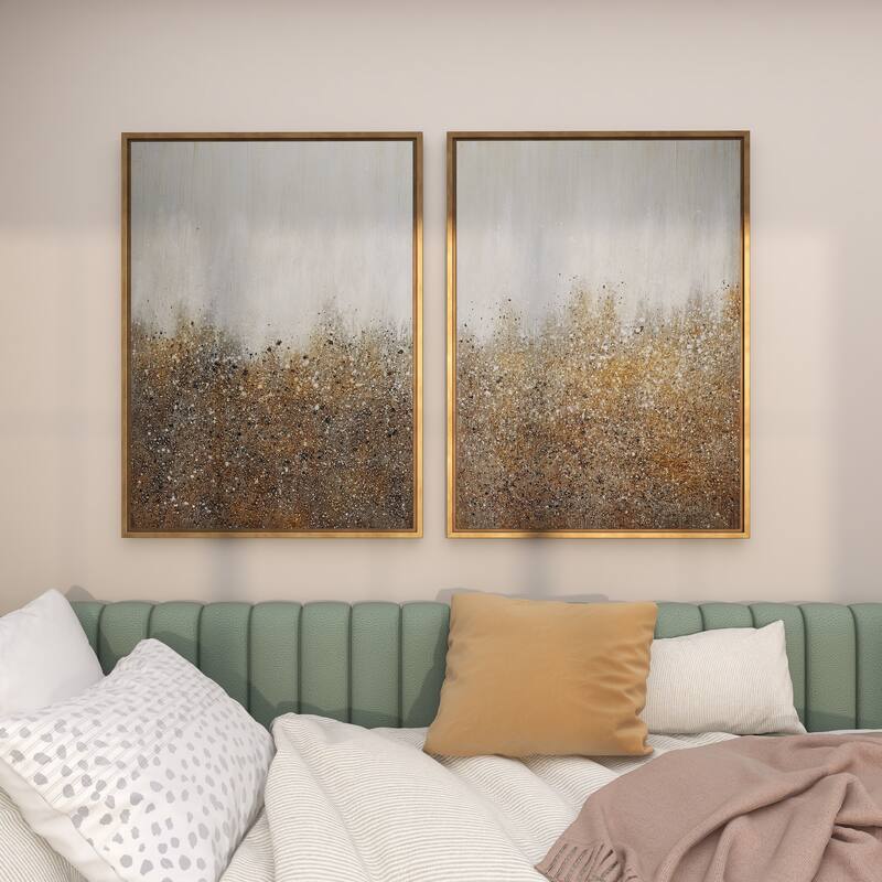 CosmoLiving by Cosmopolitan Canvas Glitter Flakes Geode Living Room Framed Wall Art with Gold Frame