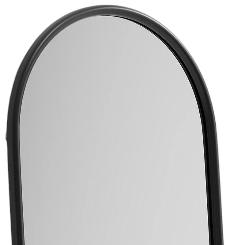 HomeRoots 71" Black Solid Wood Arch Freestanding Framed Full Length Mirror - 31.00 in. x 71.00 in. x 0.79 in.