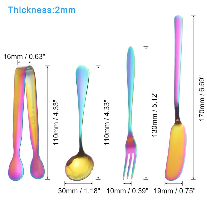 Charcuterie Boards Accessories 14pcs Knife Spoon Tongs Fork for Pastry - Multicolored