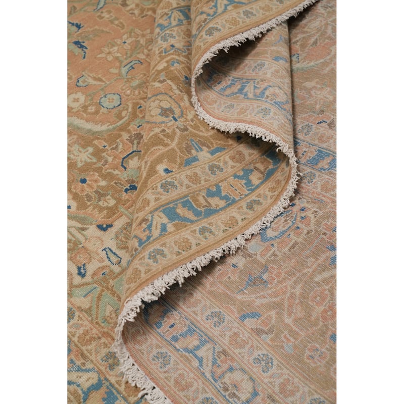 Hand Knotted Oriental 100% Wool Carpet Traditional Floral Oranges & Rust Kashan Area Rug - 13' 10'' X 9' 9''