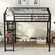 preview thumbnail 2 of 12, Full Size Metal Loft Bed with Built-in Desk and Storage Shelves, Black