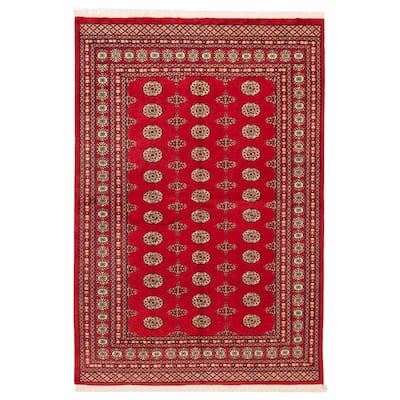 ECARPETGALLERY Hand-knotted Peshawar Bokhara Red Wool Rug - 5'8 x 8'2