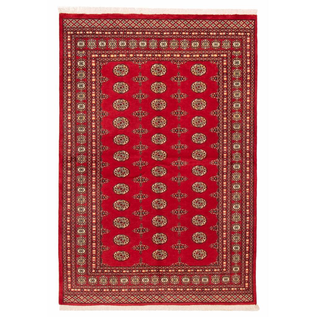 ECARPETGALLERY Hand-knotted Peshawar Bokhara Red Wool Rug - 5'8 x 8'2