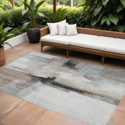 HomeRoots Abstract Transitional Rectangle Outdoor Rug