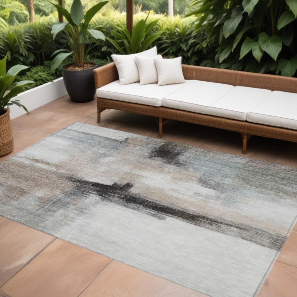 HomeRoots Abstract Transitional Rectangle Outdoor Rug