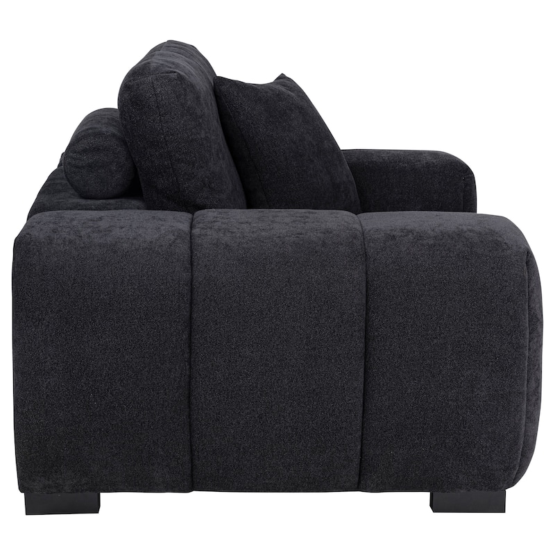 Octavia Fabric Upholstered Track Arm Accent Chair Black - 54.75" x 41.75" x 35.5"