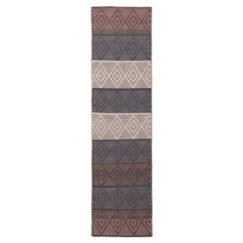 ECARPETGALLERY Braid weave Sienna Grey Wool Rug - 2'7 x 9'9 - Dark Grey - 2'7 x 9'9