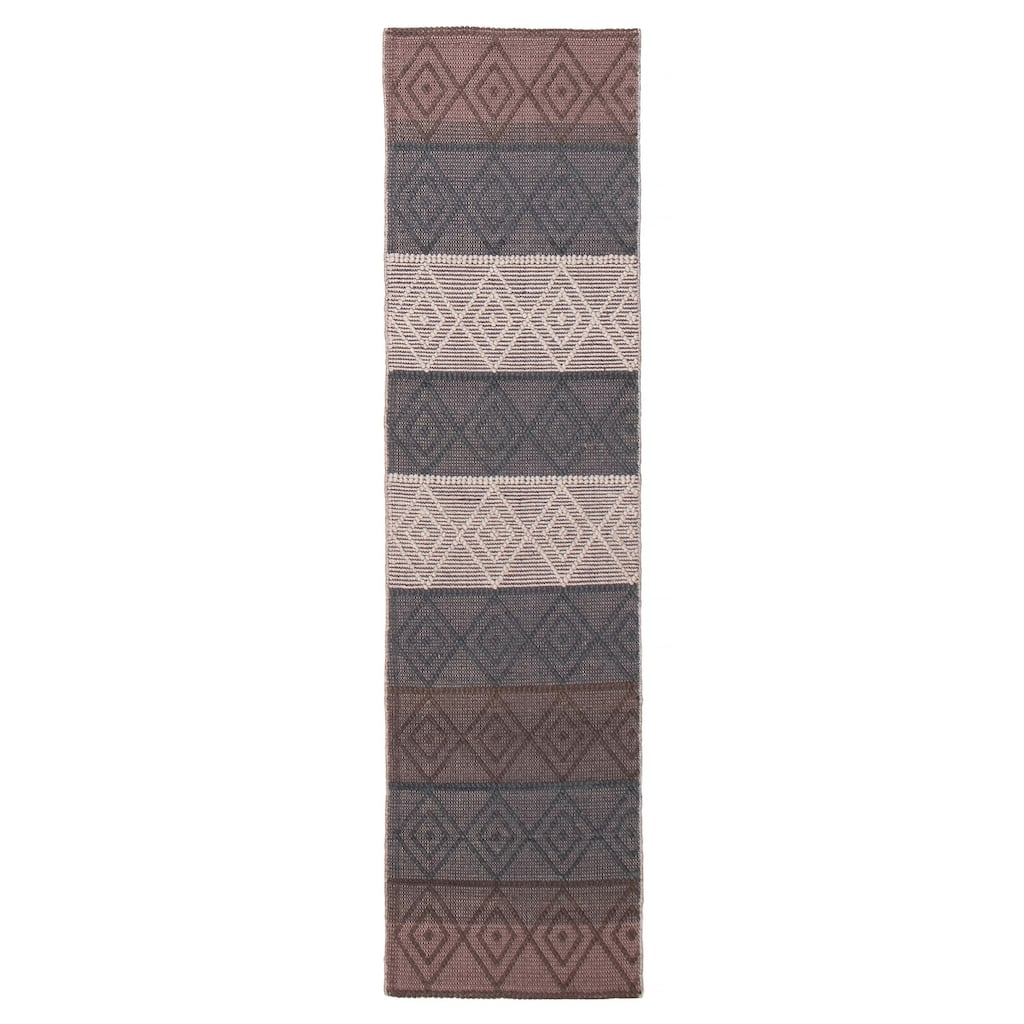 ECARPETGALLERY Braid weave Sienna Grey Wool Rug - 2'7 x 9'9