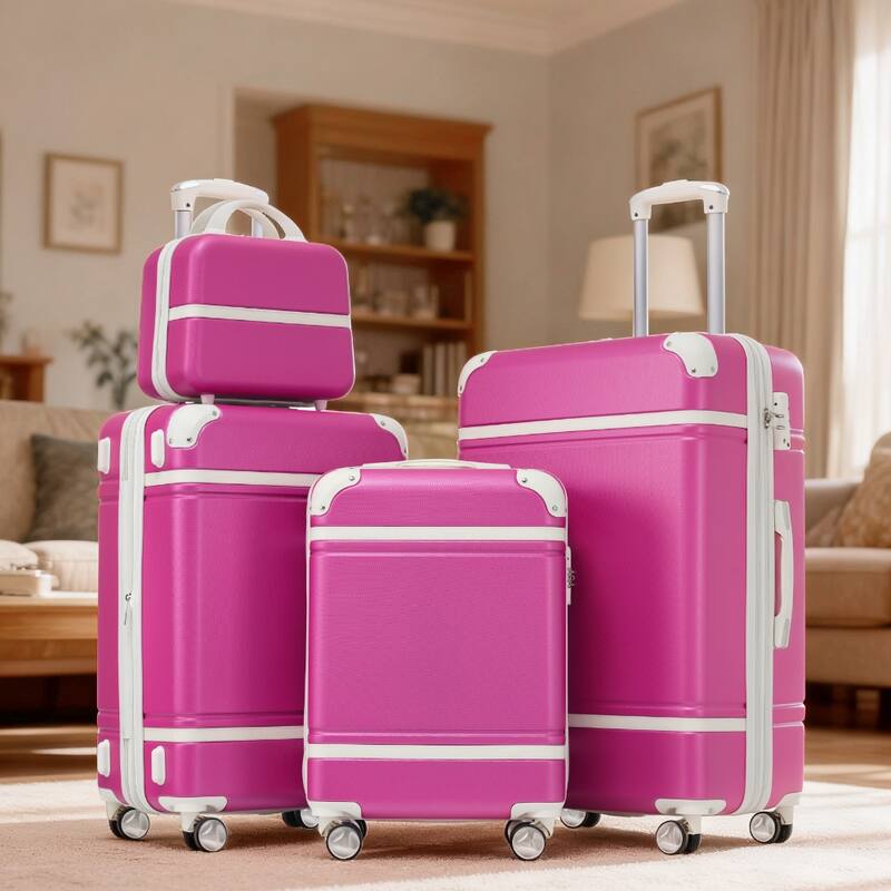 4-Piece, 20, 24, 28-Inch Modern Luggage Sets, Hard-Shell Luggage with Makeup Bag and TSA Lock, for Boarding Travel