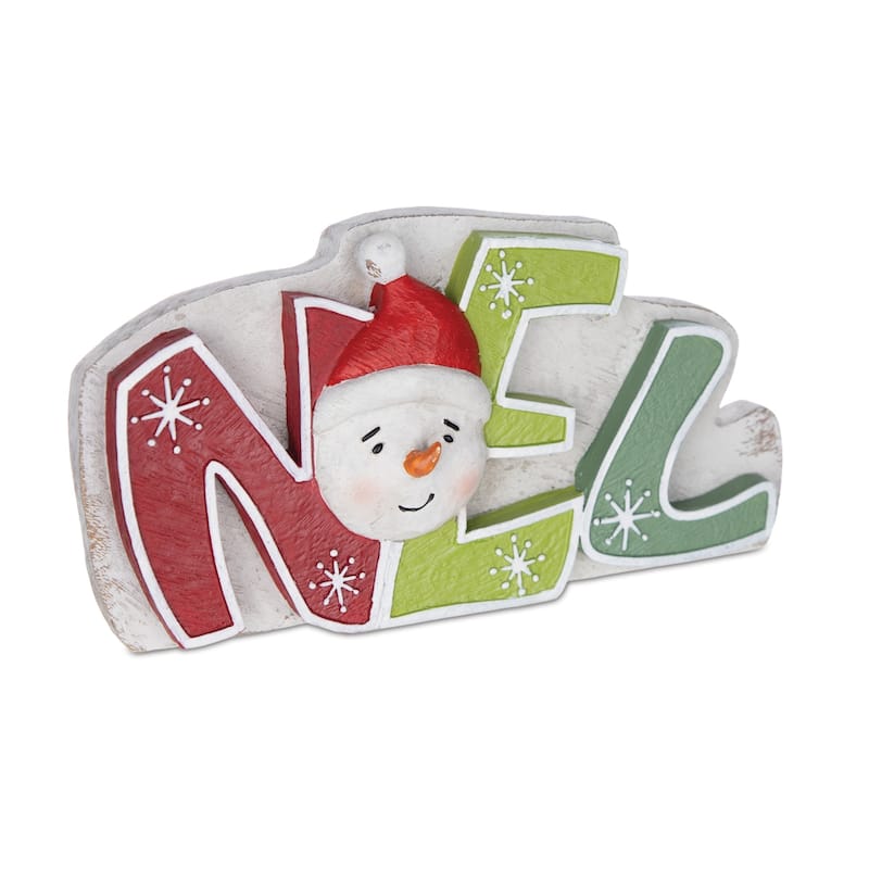 "Snow", "Noel" "Joy" Christmas Tabletop Signs 7" Multi-Color Set of 3