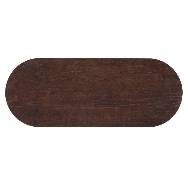 Curved Console Table with 2 Storage Drawers, Sofa Behind Couch Table with 1 Open Shelf, Entryway Table with Wooden Legs