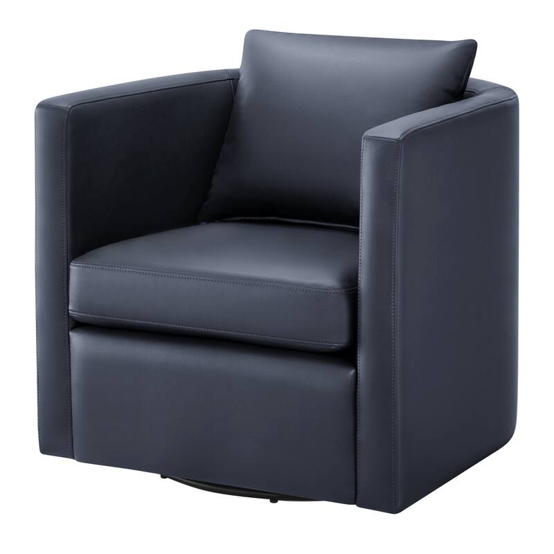 Sutton Midnight Blue Faux Leather Swivel Barrel Chair