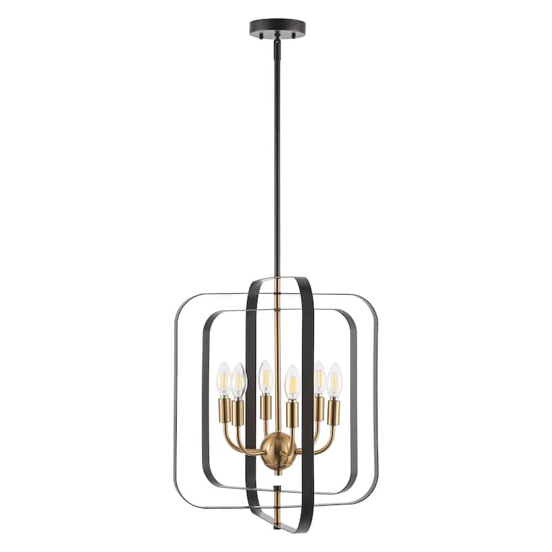 SAFAVIEH Lighting Ildefonsa 20" Glam Pendant (6-Bulb) - 20" W x 18" D x 60" H - Black/Brass - 20Wx18Dx60H