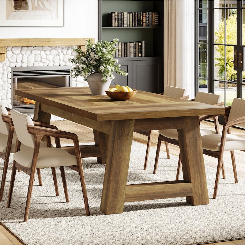 70.5'' Long Dining Table for 6-8, Farmhouse Wooden Kitchen Table