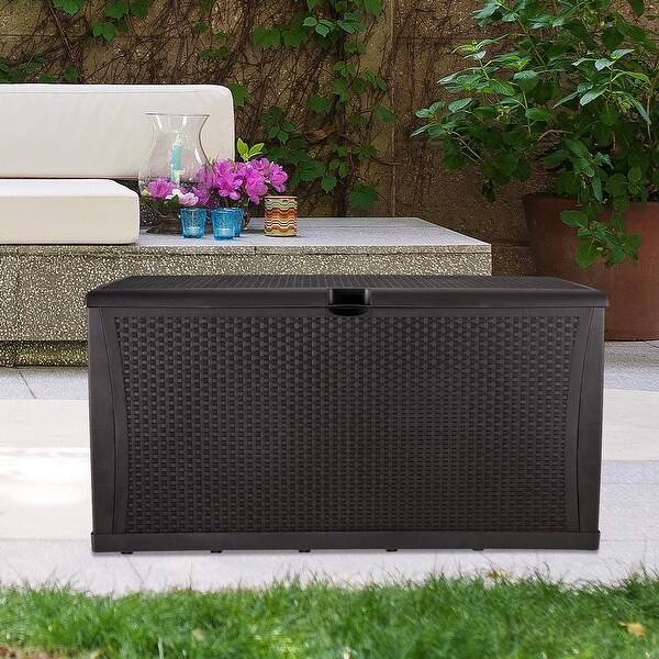 gardeon outdoor storage box bench seat lockable 240l