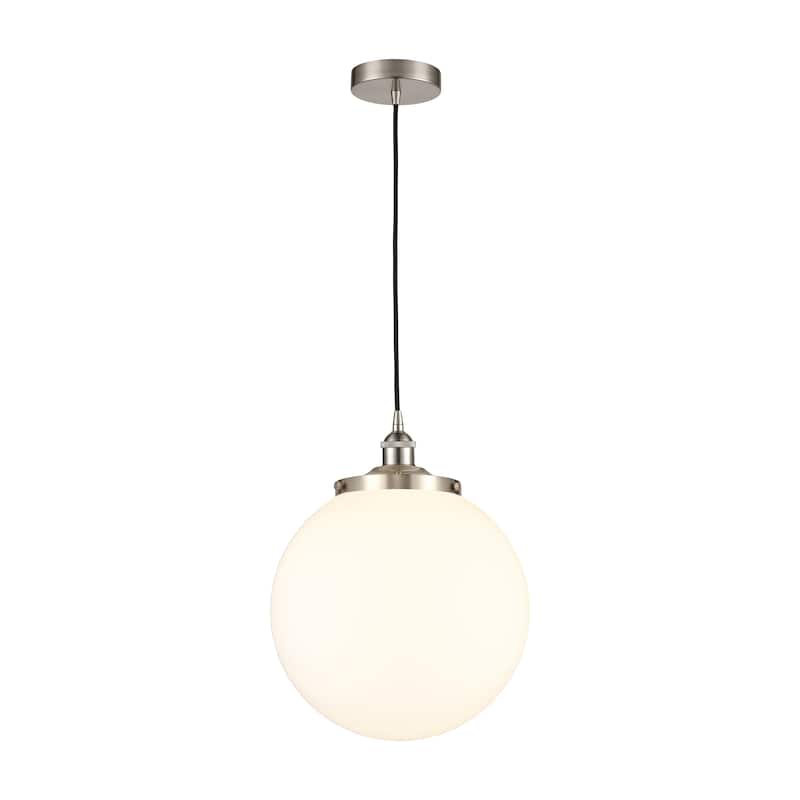 Innovations Lighting Beacon - 1 Light 14" Cord Hung Mini Pendant. - Satin Nickel/Matte White