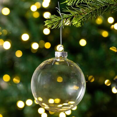 4ct Clear Glass Ball Christmas Ornaments 4"