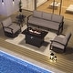 preview thumbnail 73 of 144, Aluminum Patio Outdoor Sectional Sofa Set with Fire Pit, Swivel Rocking Chairs and Ottomans